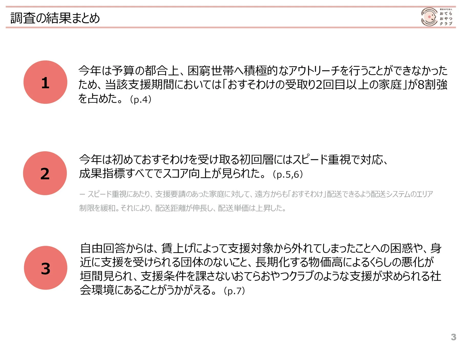調査の結果まとめ